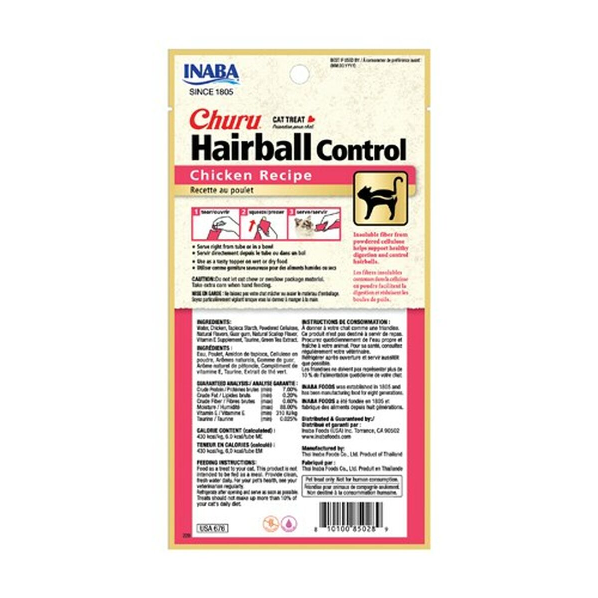 Snack for Cats Inaba Churu Hairball Control Chicken 4 x 14 g-1